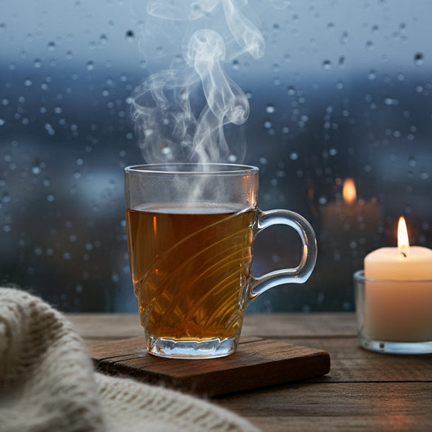 Glass Tea Cup Set (6PC) – 243ML Swirl-Pattern Clear Glass Cups with Handle