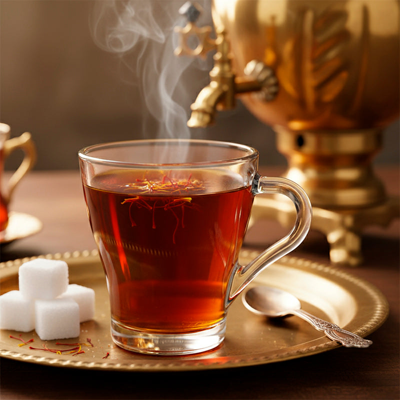 Glass Tea Cup Set (6PC) – 260ML Curved Clear Glass Cups with Handle