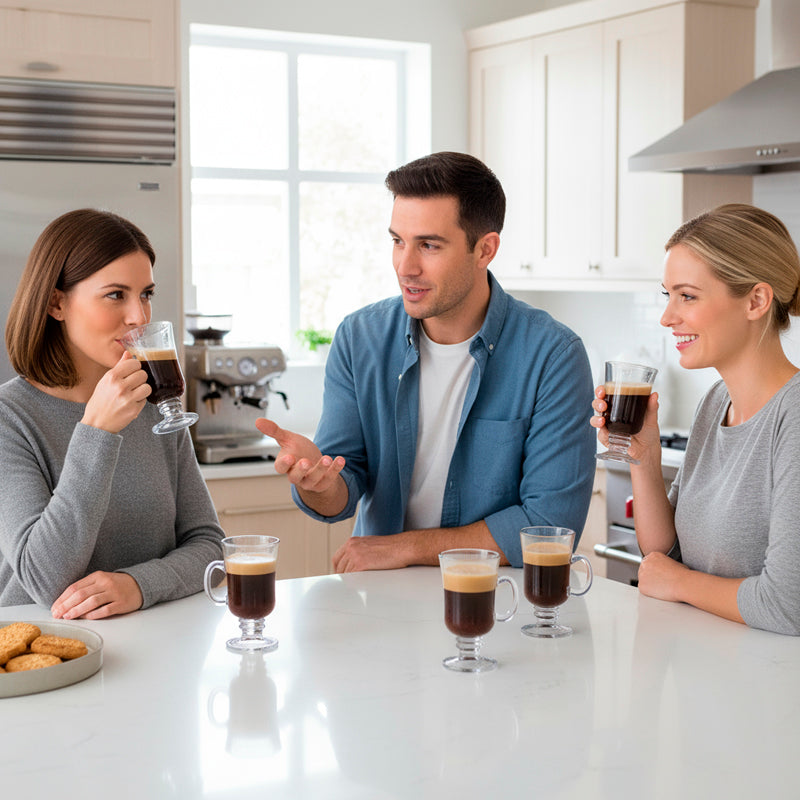 2PC Glass Tea Cup Set – 245ML Large Irish Coffee Mugs with Handle