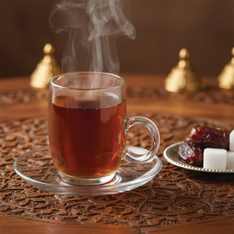 Glass Cup & Saucer Set (6PC) – 195ML Clear Tea & Coffee Cups with Matching Saucers