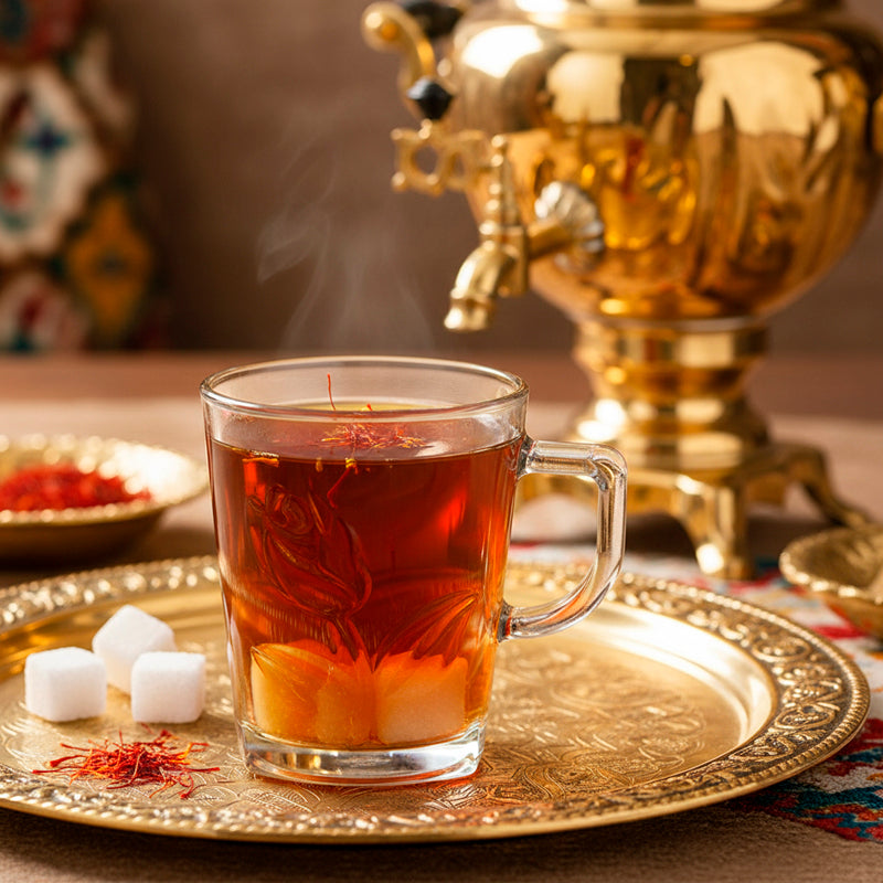 Glass Tea Cup Set (6PC) – 260ML Clear Floral-Embossed Glass Cups with Handle