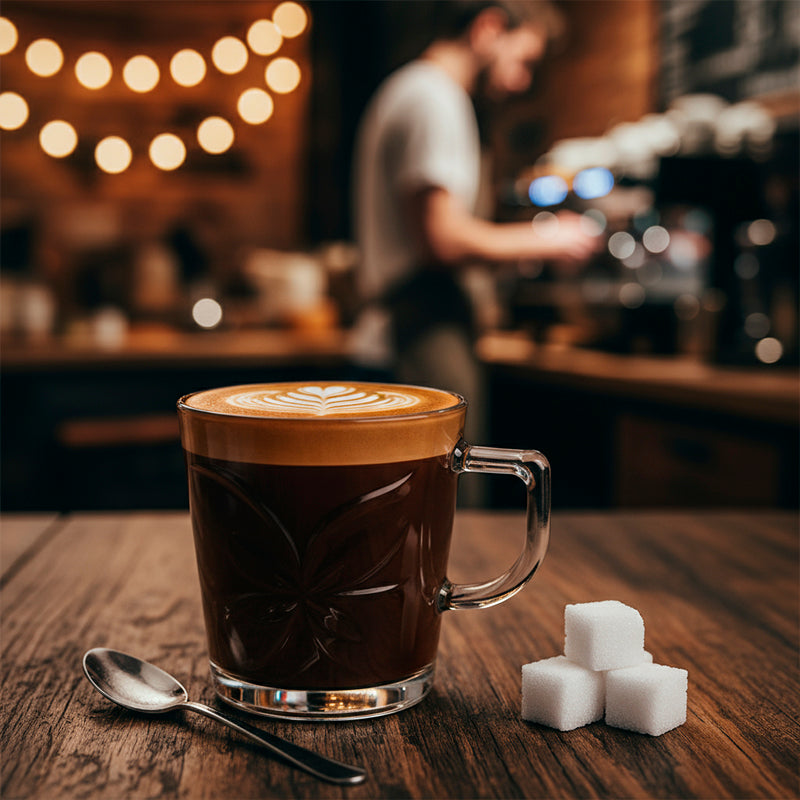 Glass Tea Cup Set (6PC) – 260ML Clear Floral-Patterned Glass Cups with Handle