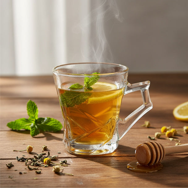 Glass Tea Cup Set (6PC) – 160ML Stylish Clear Glass Cups