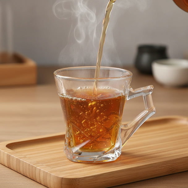 Glass Tea Cup Set (6PC) – 160ML Stylish Clear Glass Cups